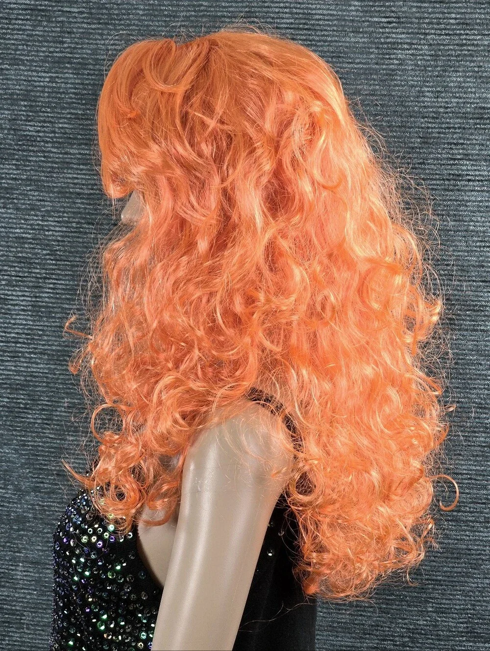 Orange Long Curly Costume Wig